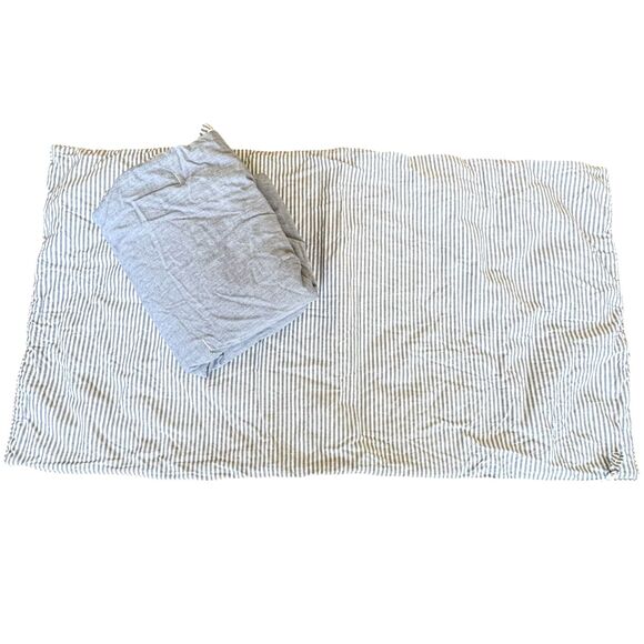 Pottery Barn Silas Reversible Striped 100% Cotton King Sham Pair Denim Blue NWOT - Picture 1 of 10